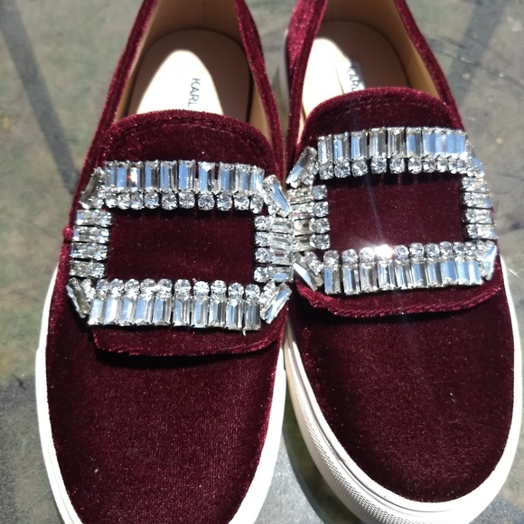 Karl Lagerfeld Shoes Karl Lagerfeld Bejeweled Velvet Ermine Flats